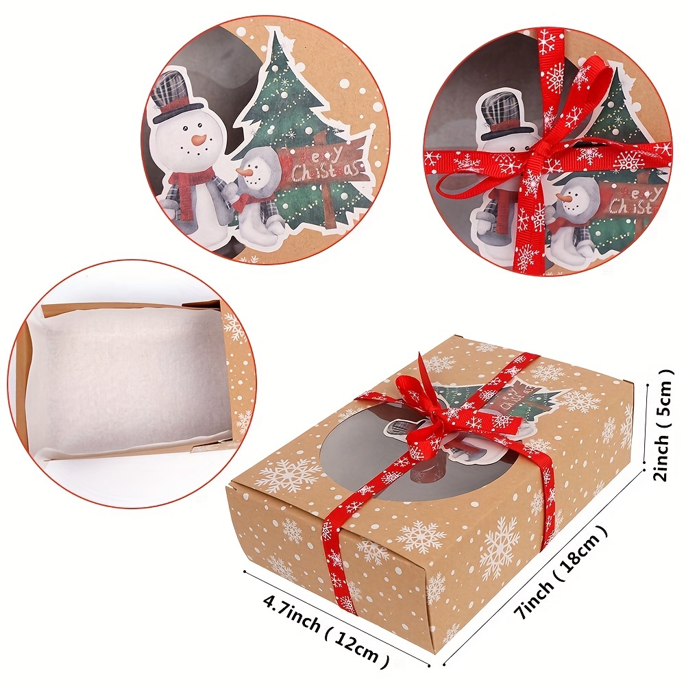  Joyousa Cajas de galletas de Navidad – Paquete de 12 cajas de  papel kraft – Grandes latas de galletas navideñas con tapas, cajas de  golosinas de Navidad para panadería, cajas de