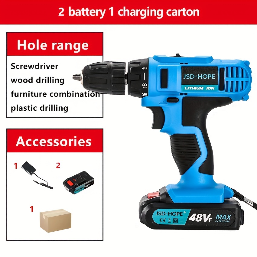 Buy Wholesale China Wholesale Customized Good Quality Electric Power  Brushless Screwdriver 48v Cordless Electric Drill With Battery & Charger  Included & Power Drills at USD 26