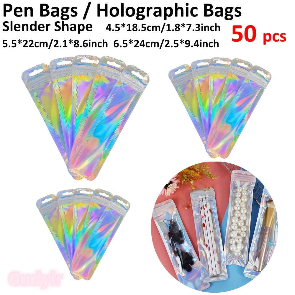 Christmas Decorations 100 PC Resealable Smell Proof Bags Holographic Ziplock Bags Flash Aluminum, Women's, Size: One Size