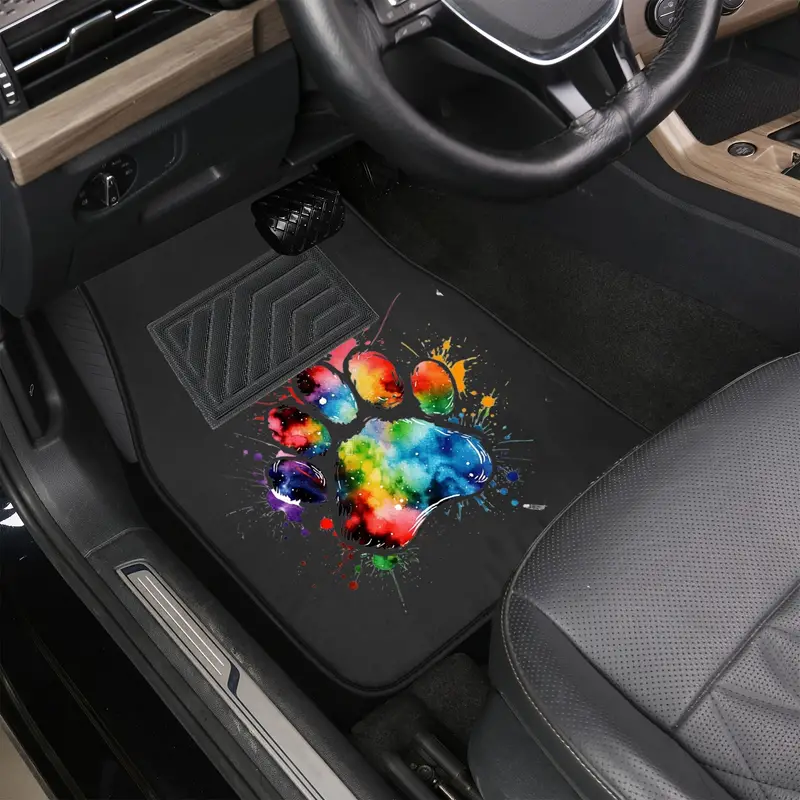 Colorful Dog Paw Printed Car Floor Mats Universal Car Front - Temu