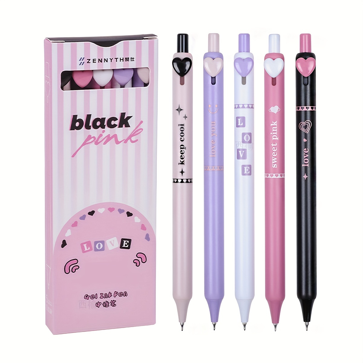Cute Pens Kawaii 0.5mm Black Ink Gel Pens Fine Point Smooth Writing Ballpoint for Office School Supplies Nice Fun Gifts for Kids Girls Women Pens for