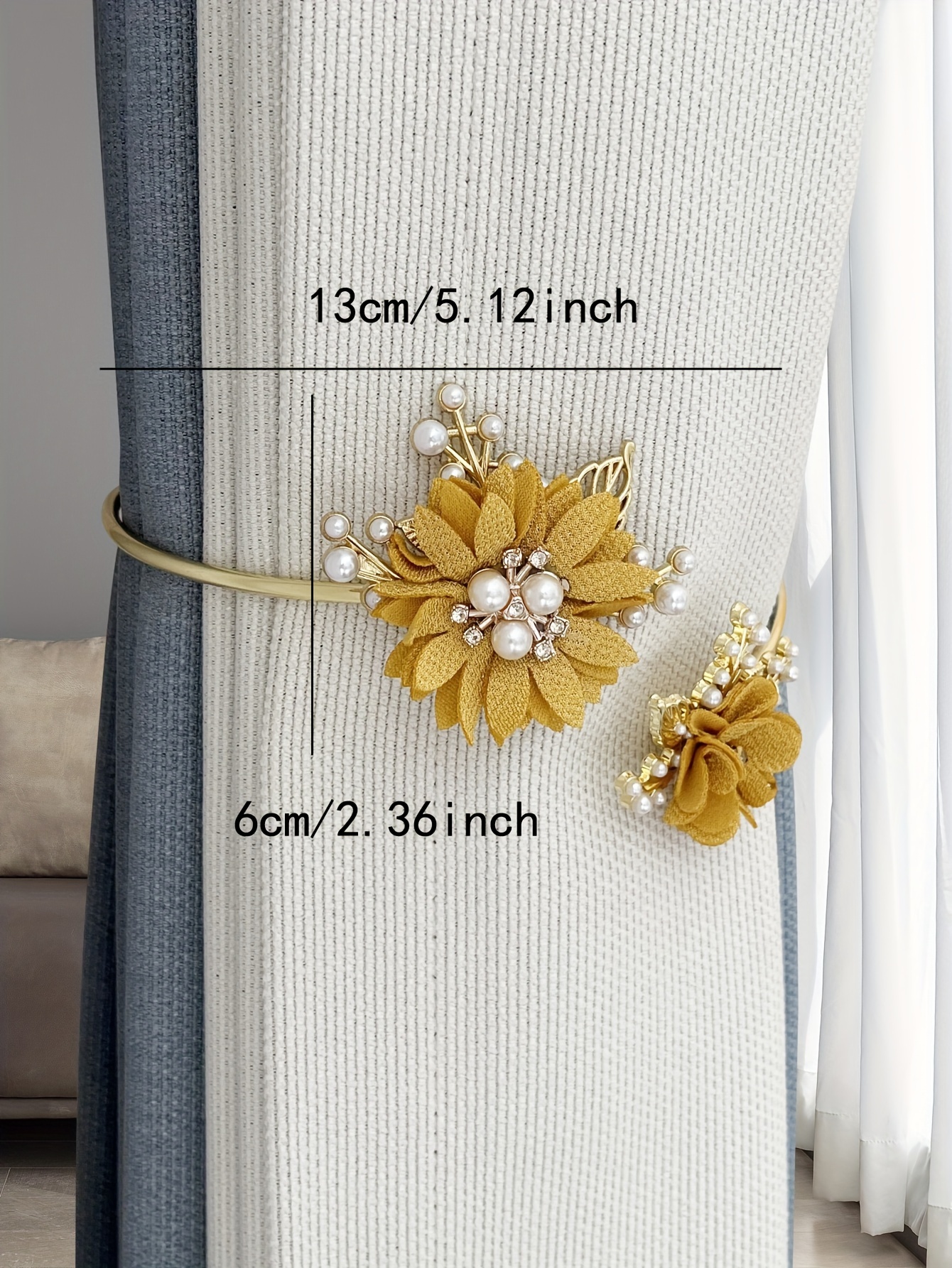 elegant no drill metal curtain tieback with   pearls   decor for living room and bedroom details 2