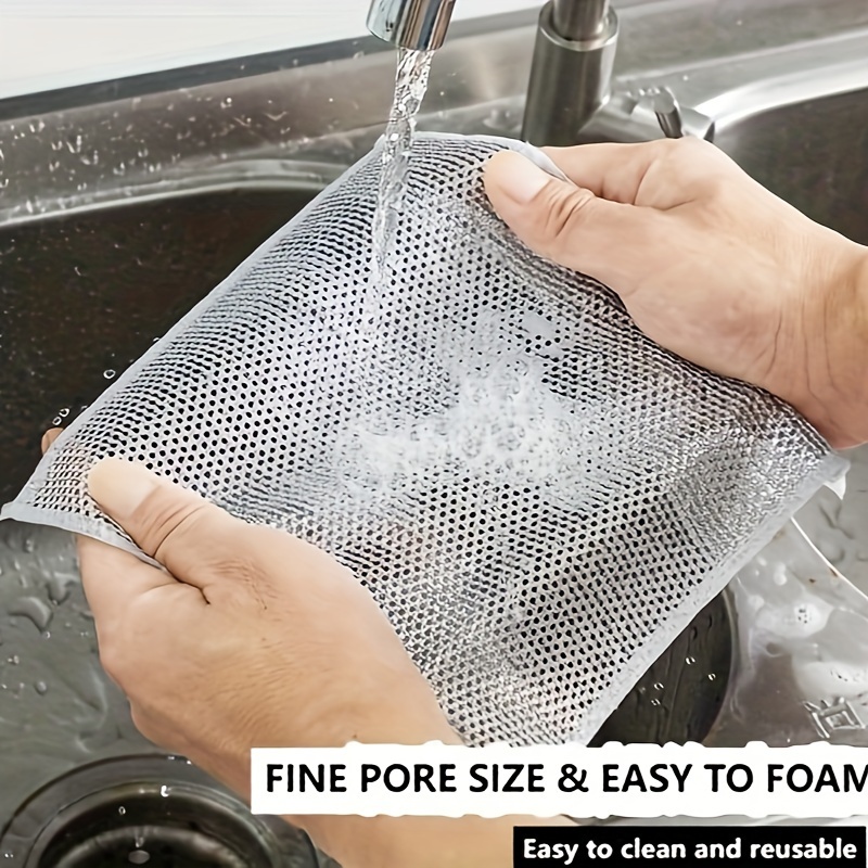 Metal Scouring Pad Silvery Wire Dishwashing Cloth For - Temu