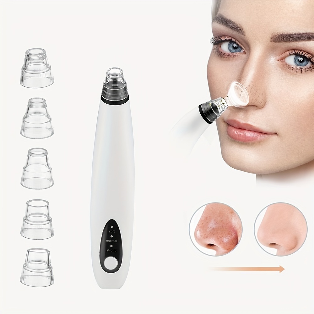 Aspirador de poros para eliminar puntos negros, limpiador facial visible de  poros con cámara HD, kit extractor de acné con 6 cabezales de succión