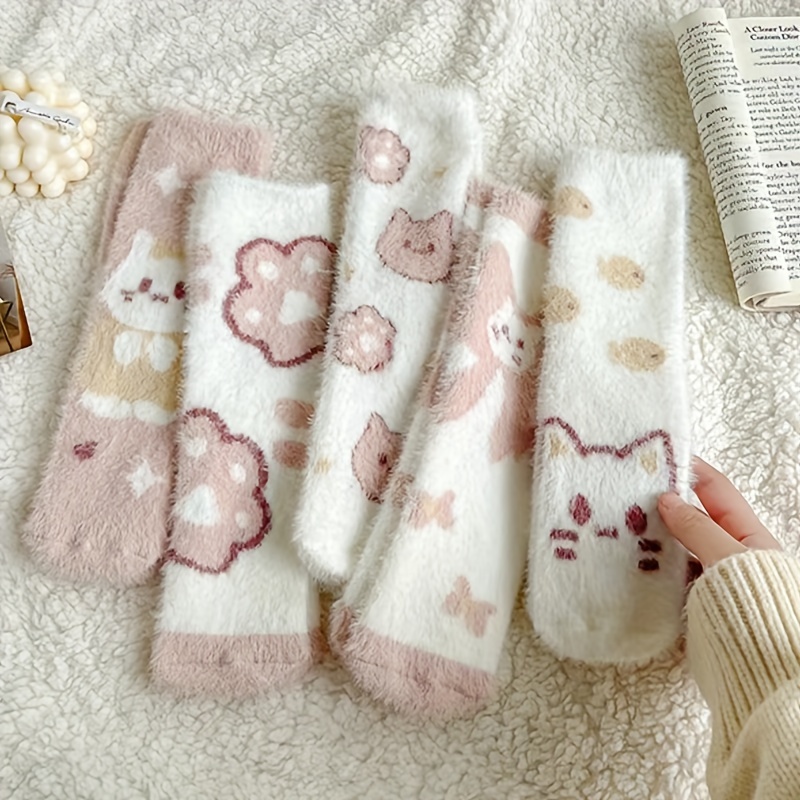 Christmas Women's Fuzzy Socks Cozy Soft Fluffy Cute Animal - Temu Canada