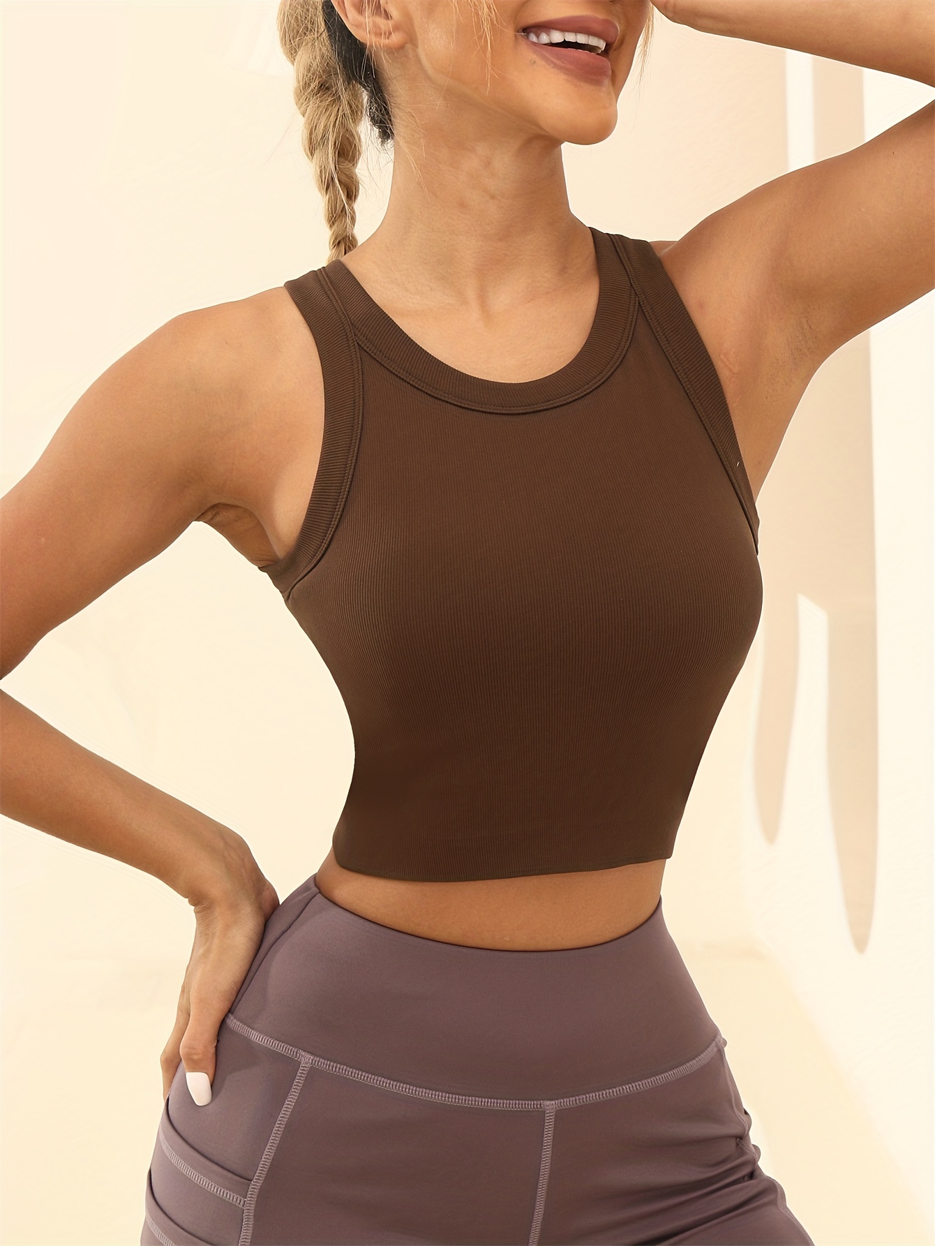 Yoga Tank Top Women Built In Bra Workout Top Yoga Shirt - Temu