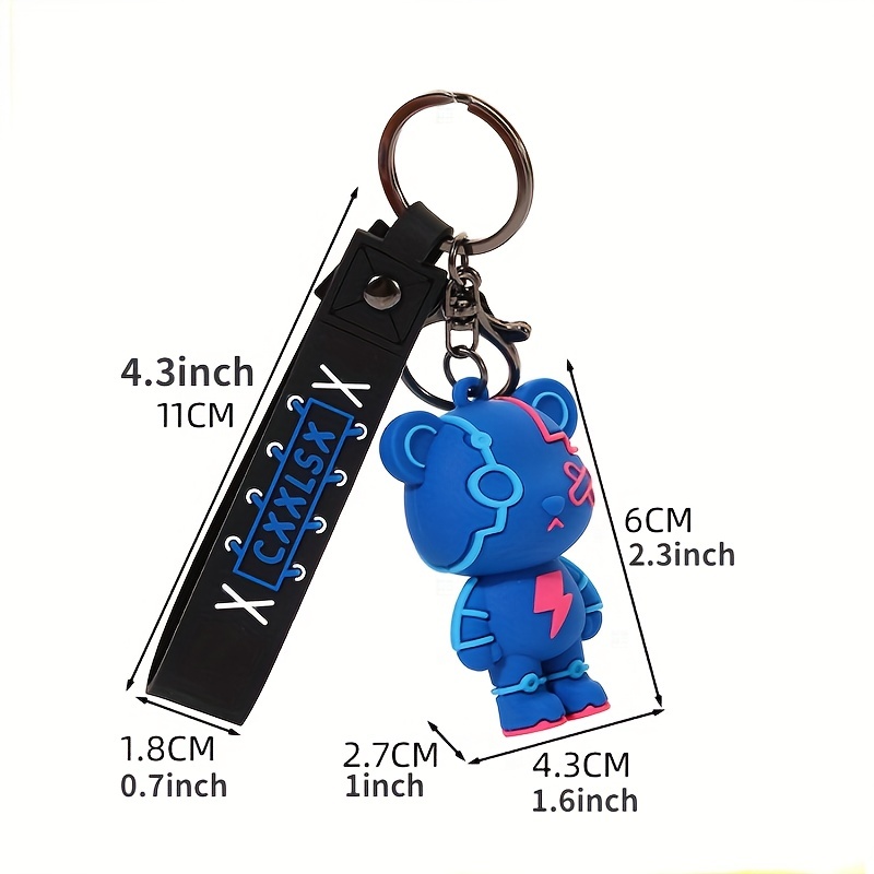 1pc Creative Cyberpunk Style Doll Bear Cartoon Bear Keychain Pendant  Cartoon Silicone Doll Pendants For Diy Jewelry Making Fashion Car Key Ring  Ornament Perfect For Gift, Free Shipping For New Users