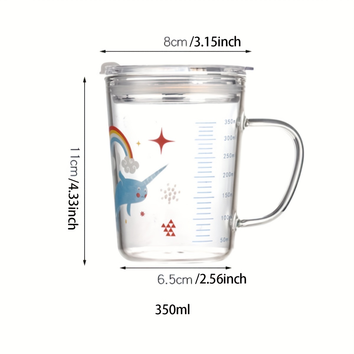 Cute Cartoon 3 Piece Borosilicate Glass Measuring Cup Set, Clear 