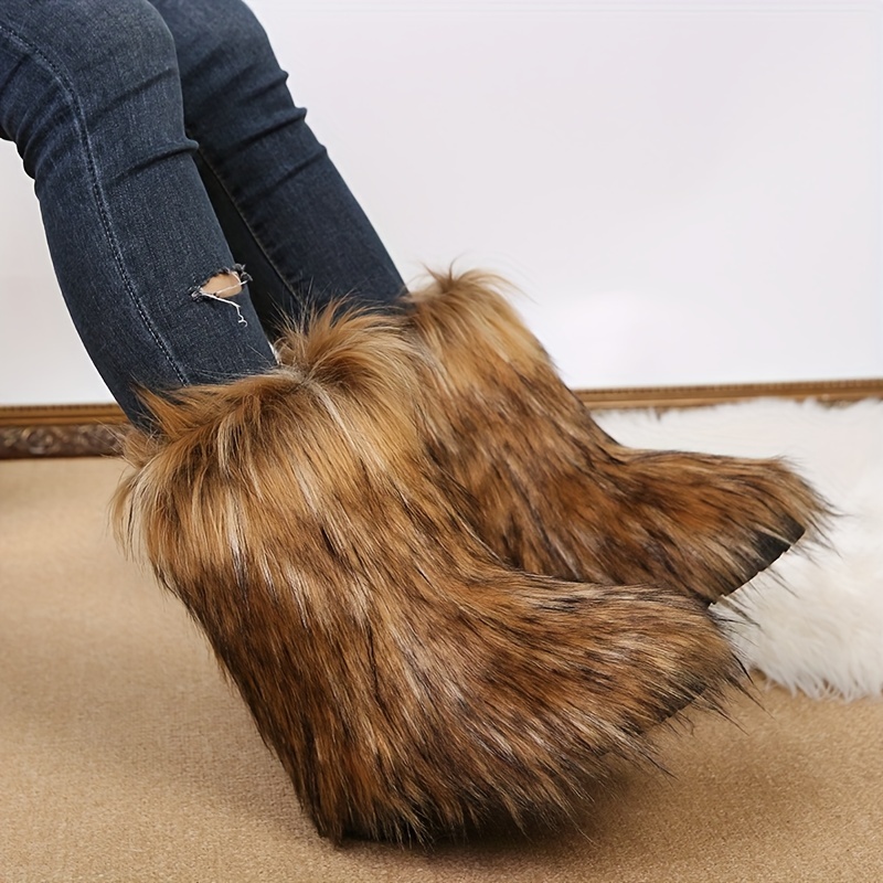 Faux fur 2024 fuzzy boots