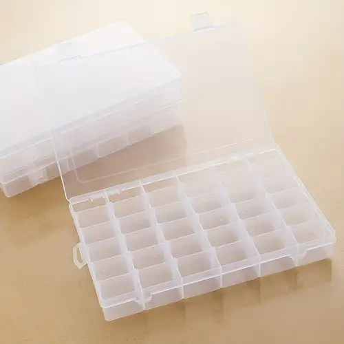 4PCS Plastic Tray, 2x10 2x15 Grids Bead Organizer With Movable Dividers  Storage- Adjustable Clear Compartment Plastic Organizer-Travel Organizer  Box