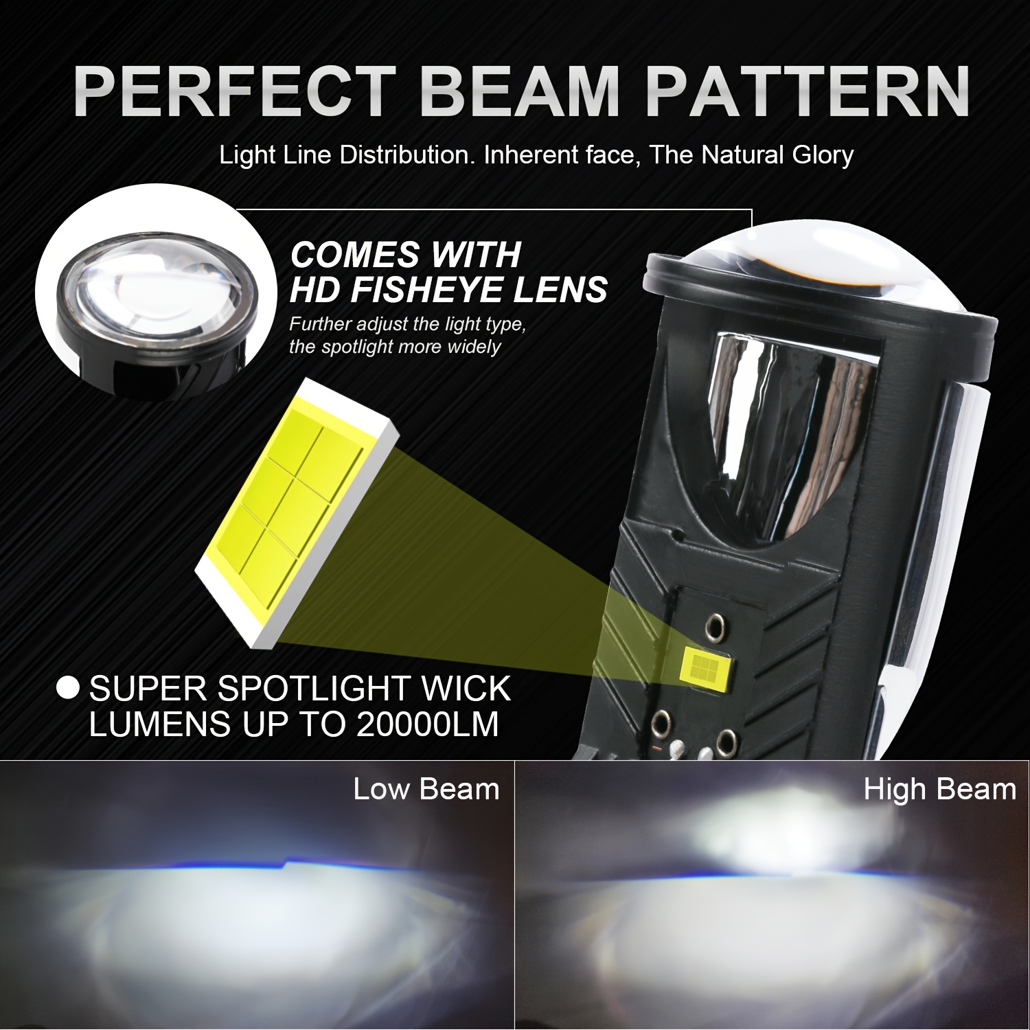  Heinmo Bi Car H4 Projector Lens Projector Lens light Bulb for  Universal Car Truck H4 Hi Low (6000K) : Automotive