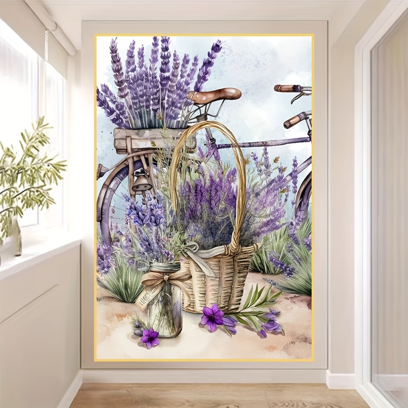 5d Diy Diamond Painting Lavender Flower Basket Full Diamond - Temu