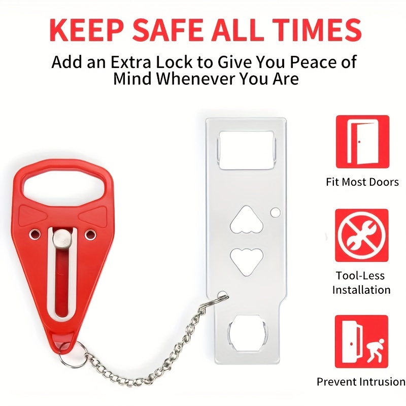 Portable Door Lock Extra Lock for Home Security & Privacy