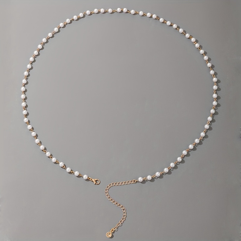 Thin Faux Pearl Belt Women's Elastic Elegant Waist Chain - Temu