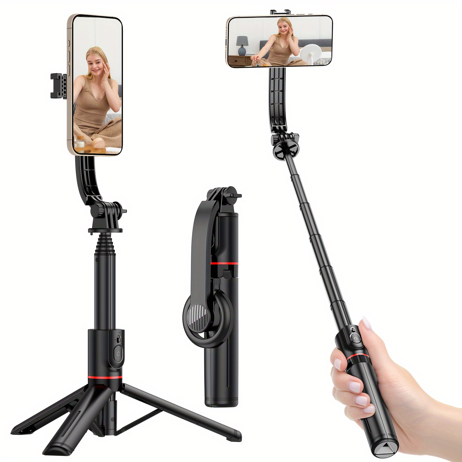 Palo selfie inalámbrico con flash magnético