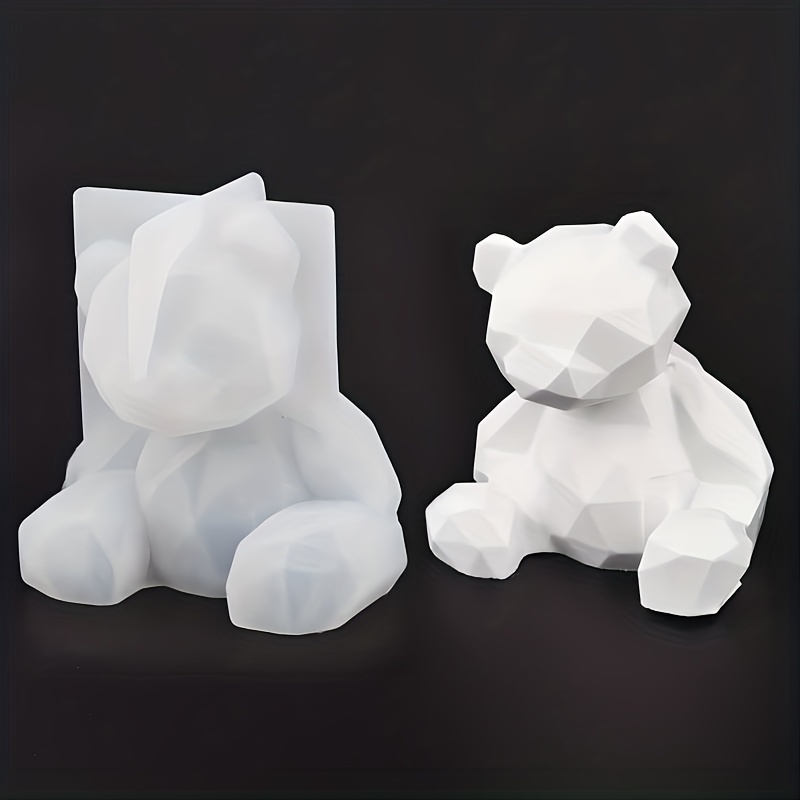 LARGE 3D Geometric Bear 2 Part Silicone Mold
