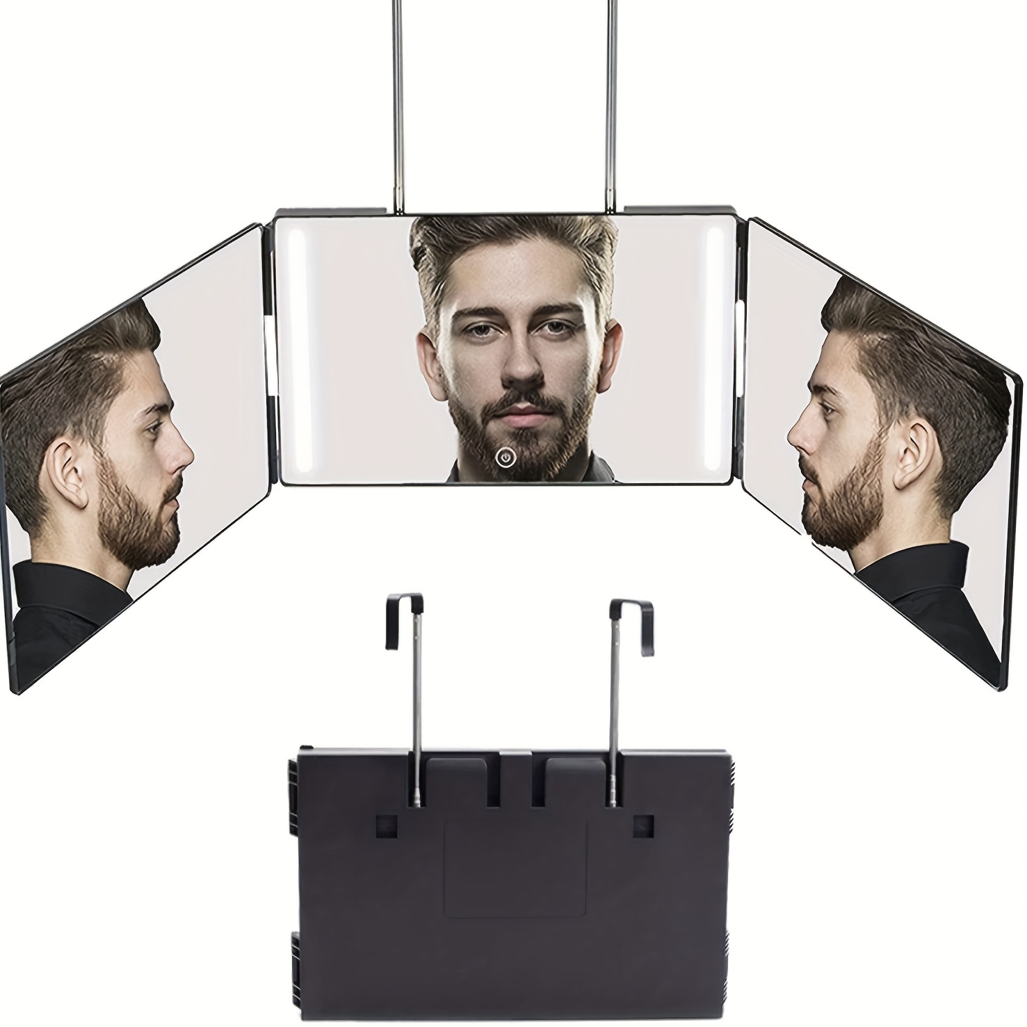 3 Way Mirror For Self Hair Cutting With LED Light, Tri-Fold Rechargeab –  Aysun Beauty Warehouse
