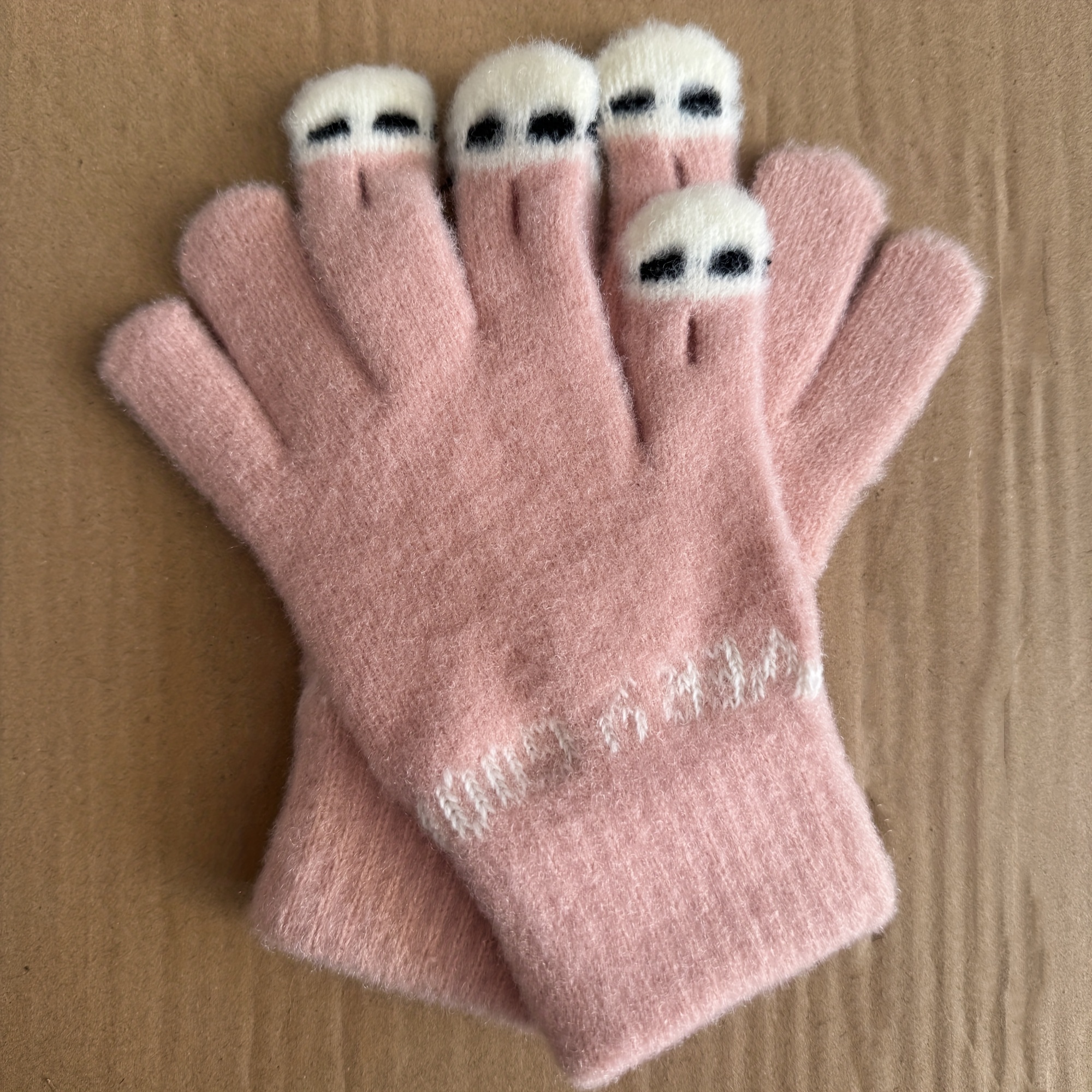Cute Women's Winter Fingerless Knit Gloves With Cartoon Rabbit Head Graphic  - Keep Your Hands Warm And Stylish - Temu Canada