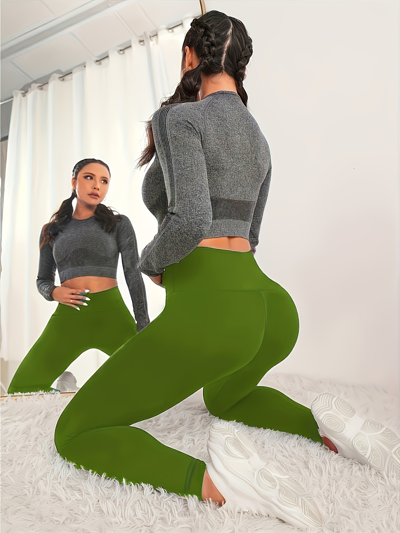 Solid Seamless Leggings Women Soft Workout Tights - Olive / XS en 2023