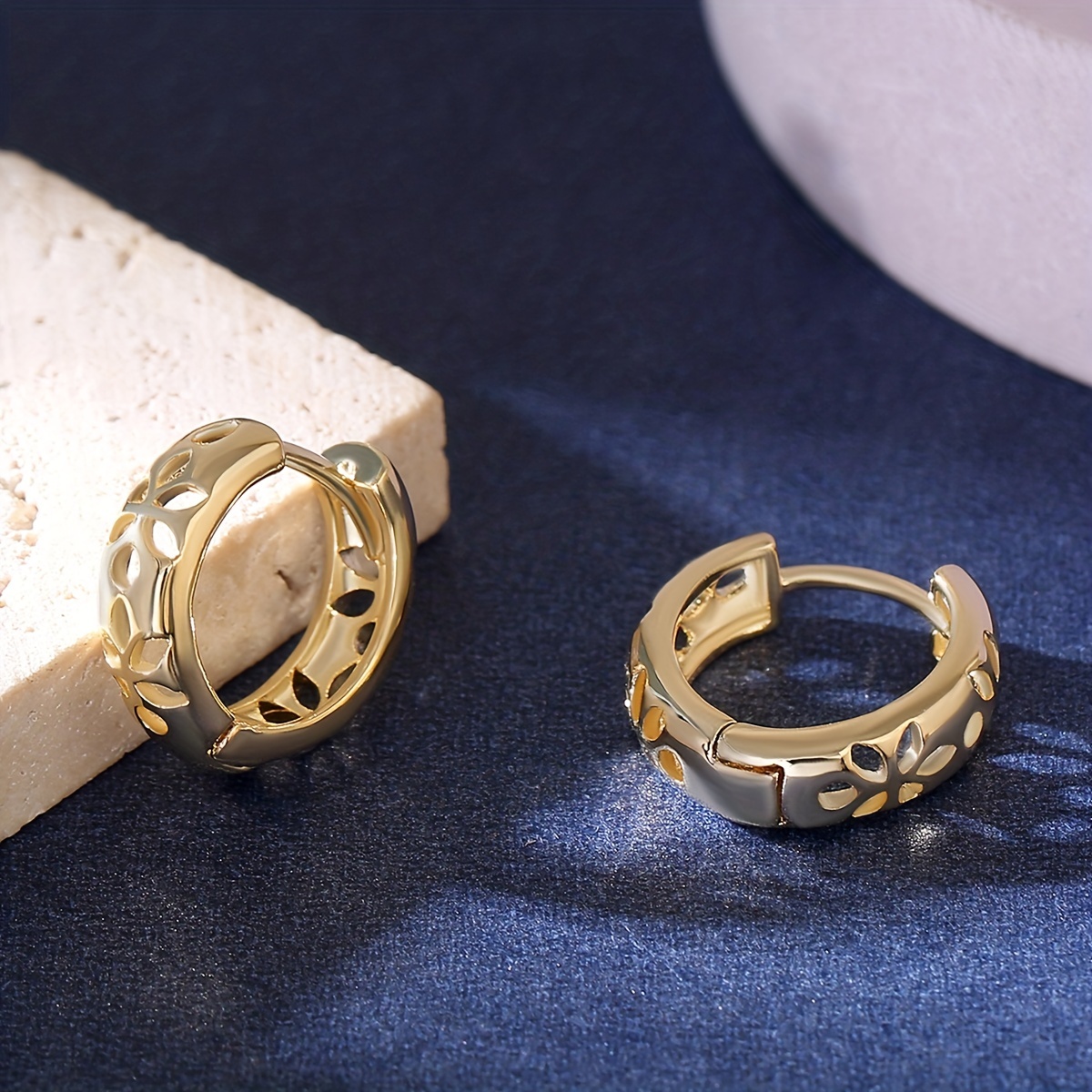 Copper Retro Circle Earrings & Hollow Earrings Set for Date