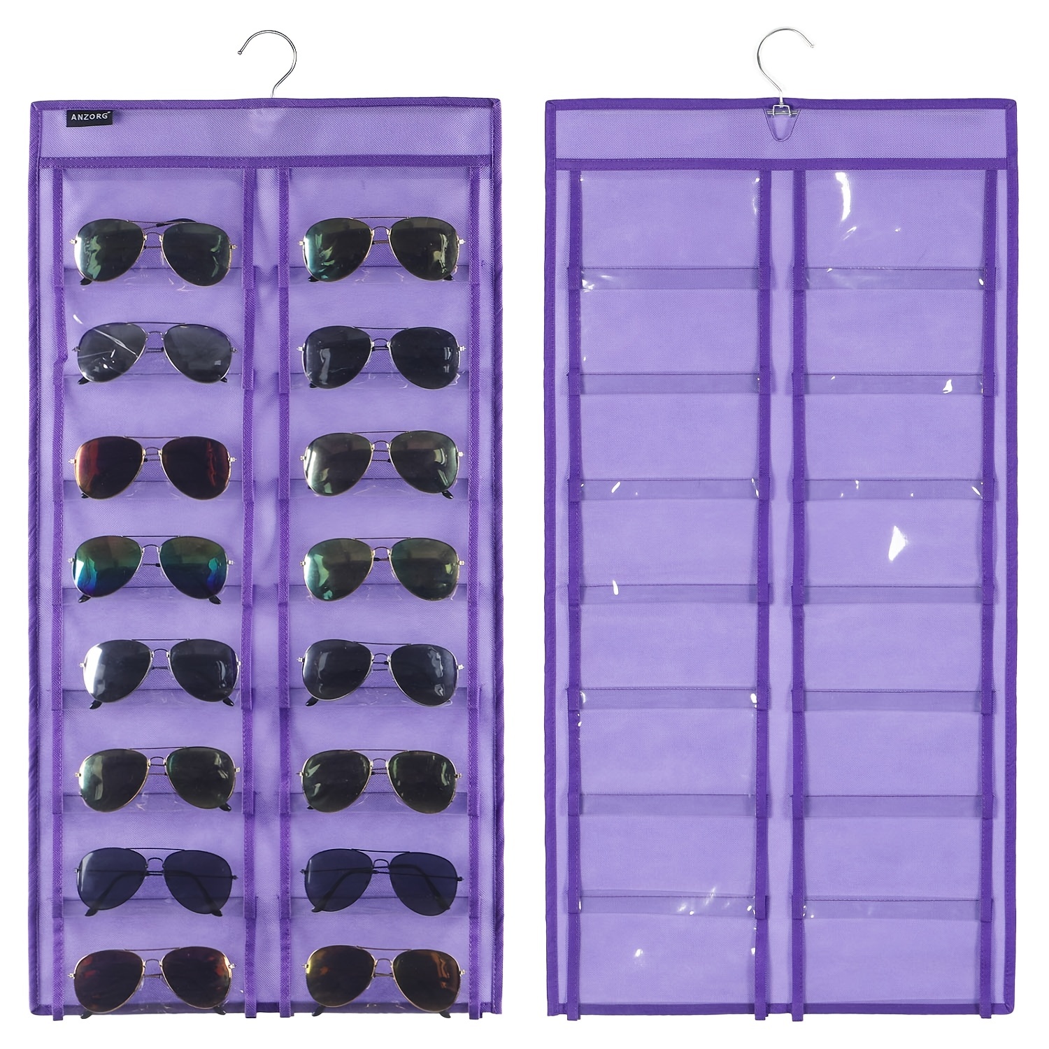  ESINGMILL Organizador colgante para lentes de sol,  almacenamiento de gafas, montaje en pared, soporte para exhibición de gafas,  colgador de bolsillo en la puerta, Medium-15 ranuras abedul : Hogar y Cocina