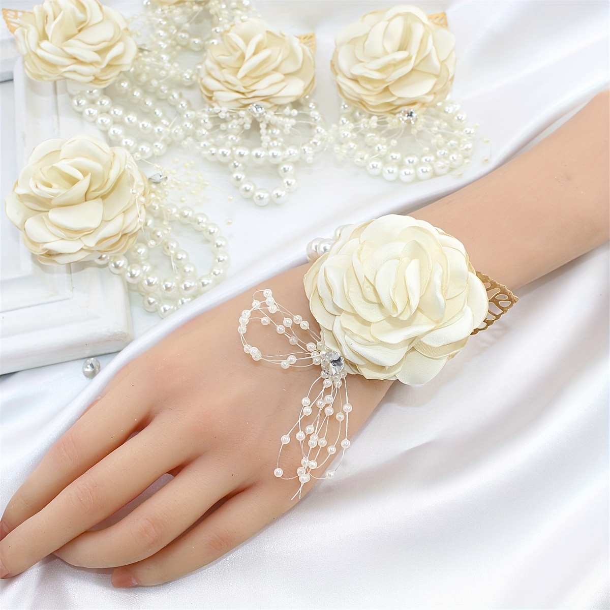 Artificial Rose Wrist Corsages For Wedding, Silk Ribbon Wristband Wrist  Corsage For Bride Bridesmaids Wedding, Wrist Corsage For Prom Party  Ceremony Engagement Decoration - Temu Germany