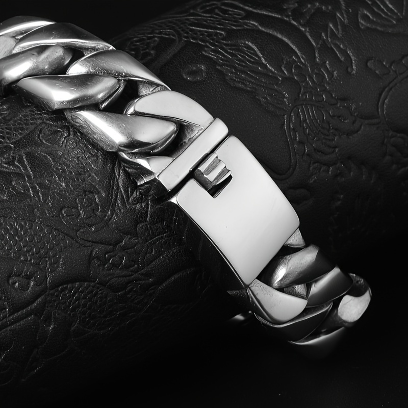 Men's Golden Plated 10mm Alloy Double Buckle Bracelet