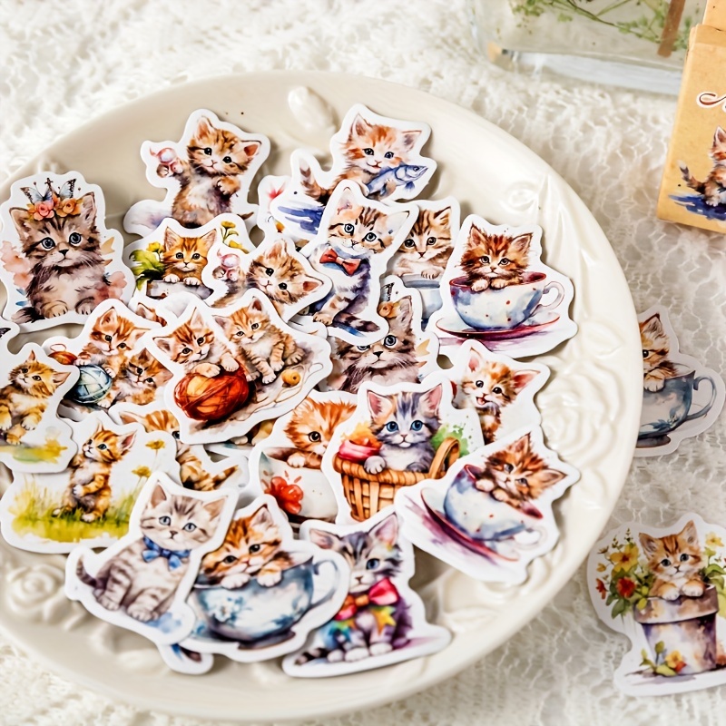 Stickers Cute Cat Journal Album Items Decoration Sealing - Temu