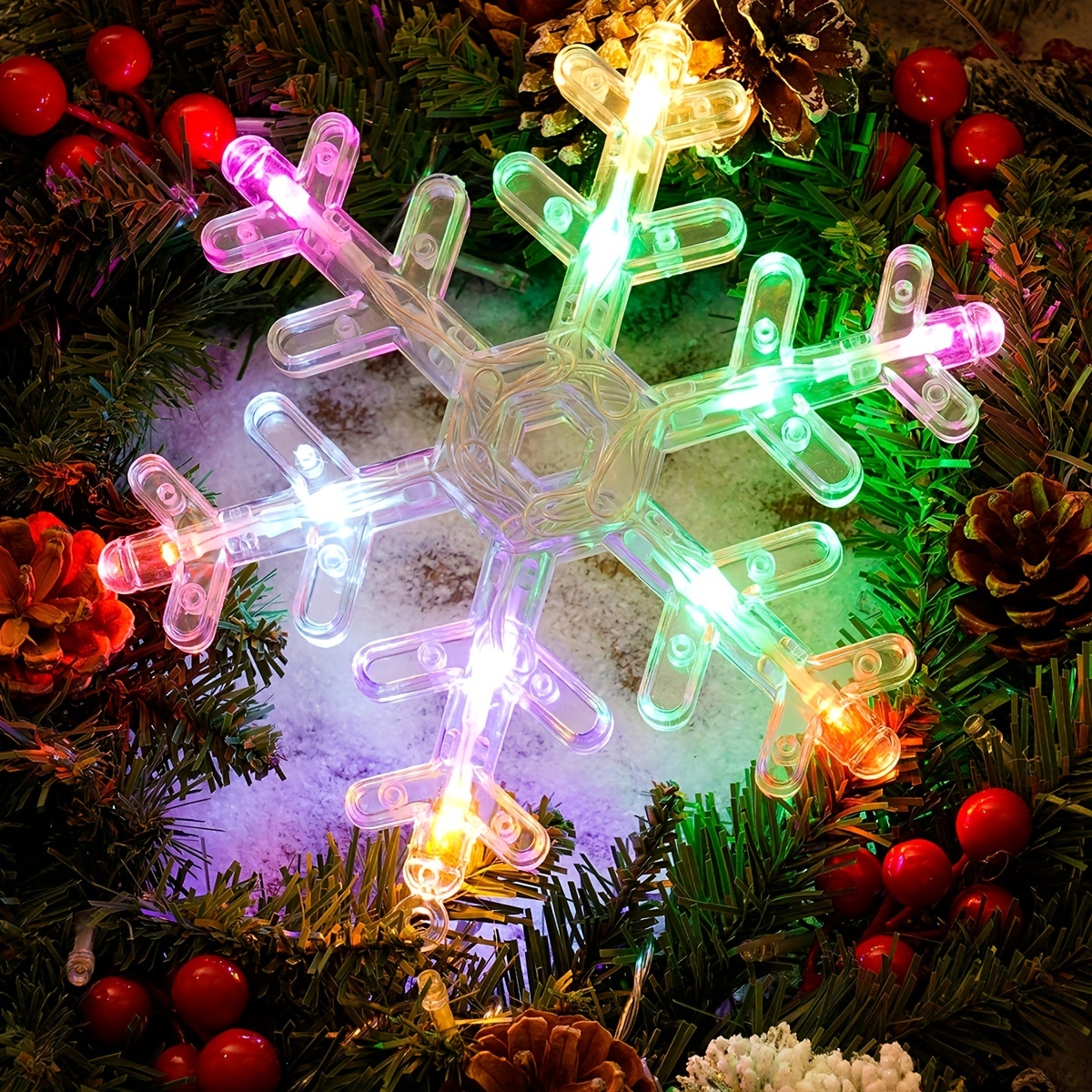 Ventouse fenêtre Flocon de neige à LED