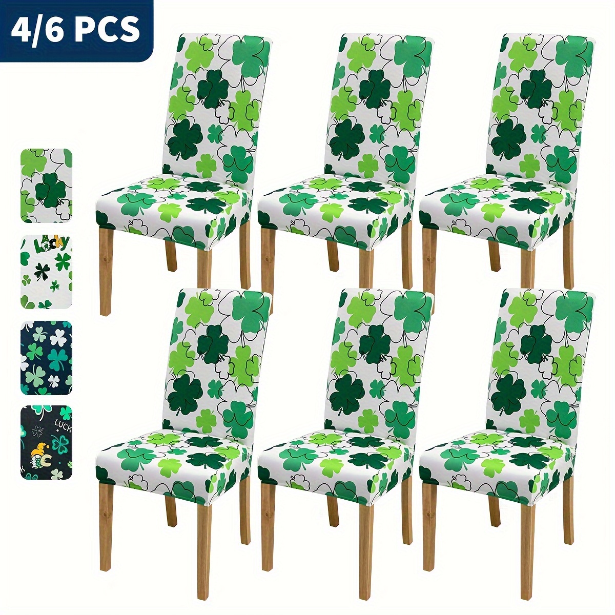 St. Patrick's Day Clover Print Milk Silk Elastic Chair Cover - Temu