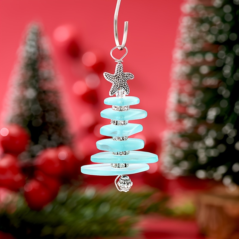  Sea Glass Christmas Tree Ornament,Sea Crystal Glass Decor  Crafts, Glass Christmas Tree Hanging Crystals for Decoration : Home &  Kitchen