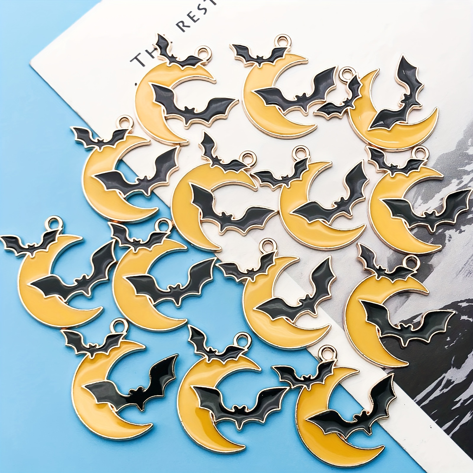 Halloween Series Yellow Moon Bat Design Alloy Enamel - Temu