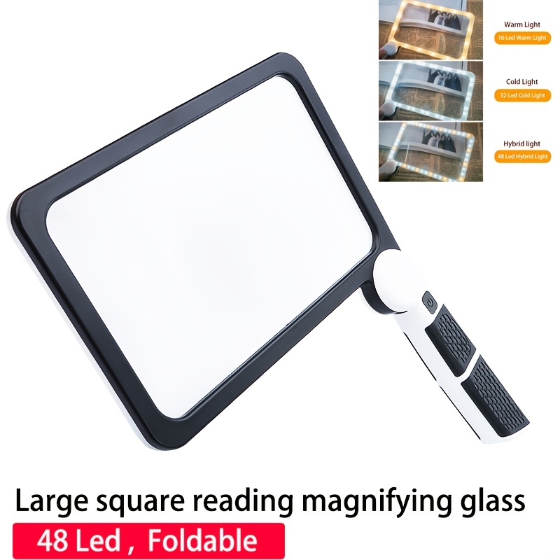 Desktop Magnifying Glass With Light Desktop Children And The Elderly  Reading Maintenance Cross-stitch A4 Large Lens Rectangular Clear