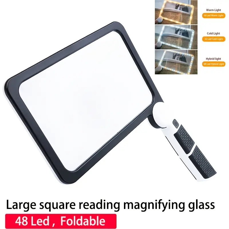 Large Magnifying Glass Light Full Page 5x Magnifier 48led - Temu