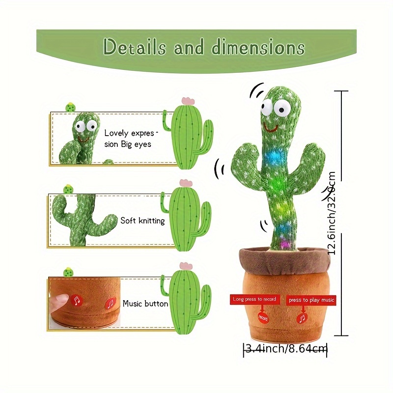 Juguete Cactus Bailarín Juguete Cactus Soleado Habla Repite - Temu