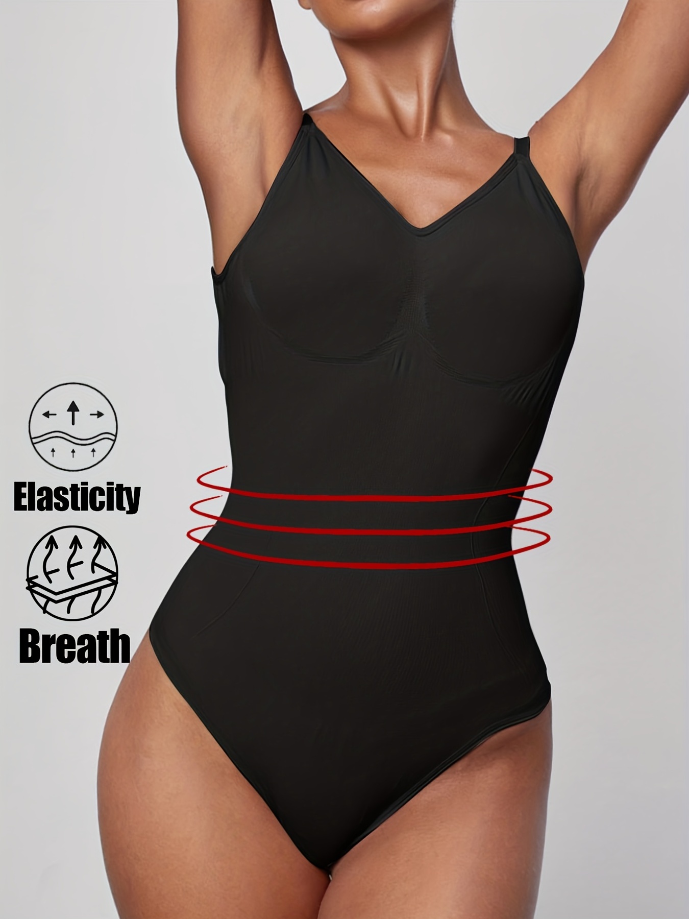 Contrast Mesh Halter Bodysuit, Tummy Control Slimming Body Shaper, Women's  Underwear & Shapewear