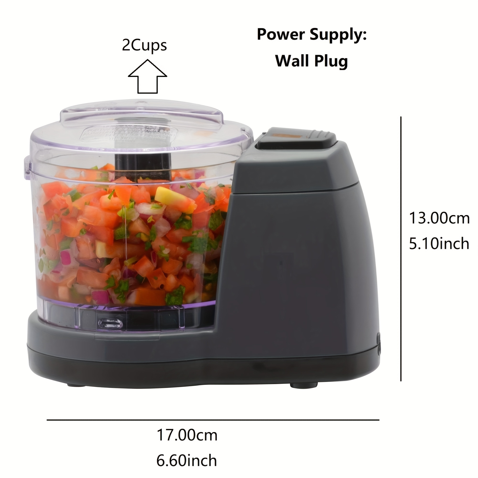 2 Cups Electric Vegetable Chopper Mini Food Processor - Temu
