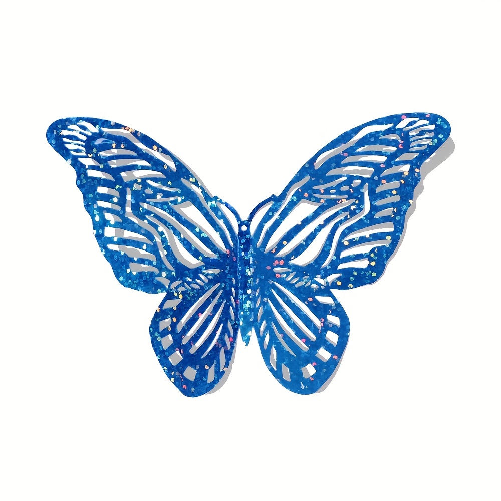 Jot Butterfly Stickers Blue Gold Silver Holographic 3-D Wings 9 Count