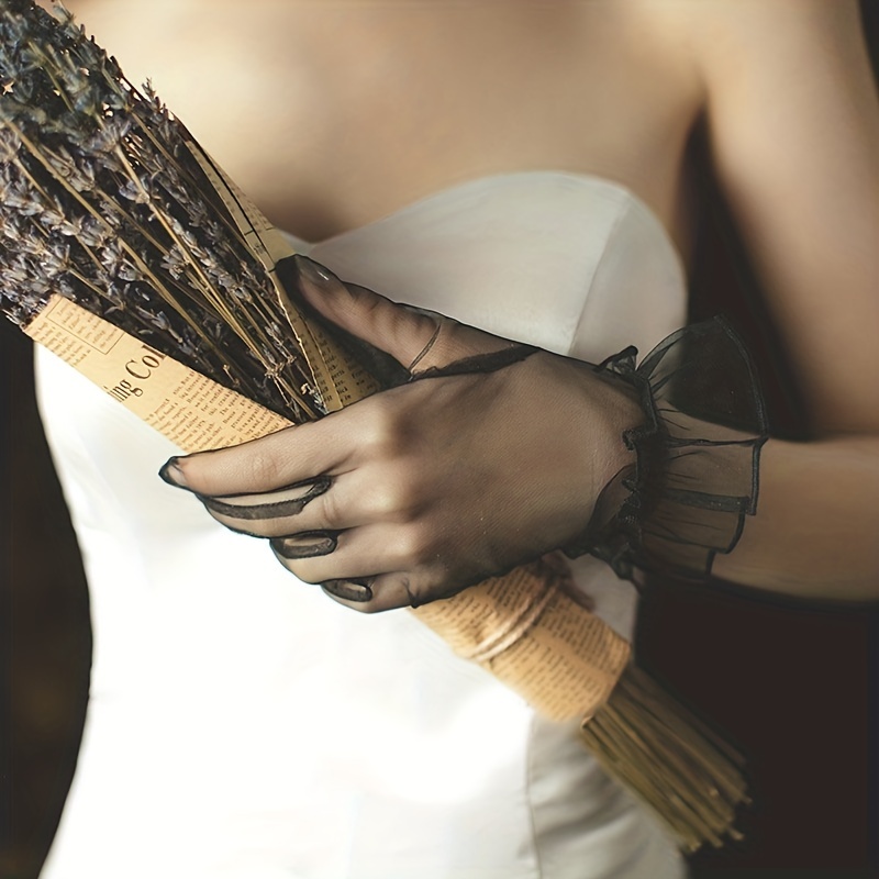 Breathable Lace Gloves Women Elegant Ruffles Perfect Bridal - Temu