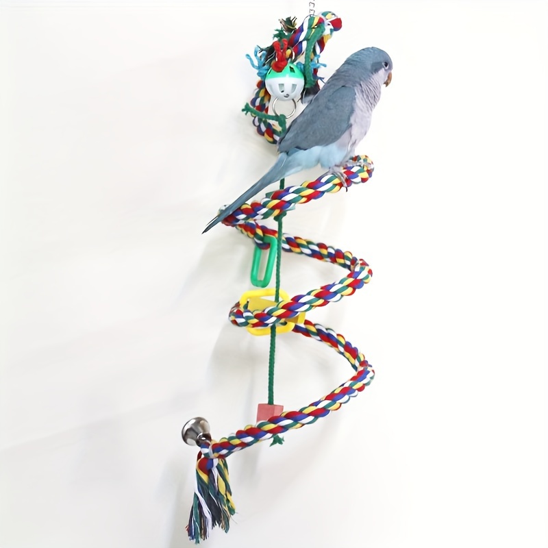 Large Bird Rope Perched Parakeet Toys Spiral Bird Toys For - Temu