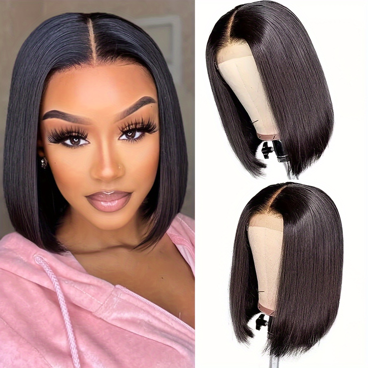 Brazilian Straight Bob Wigs Lace Front Human Hair Wigs For - Temu