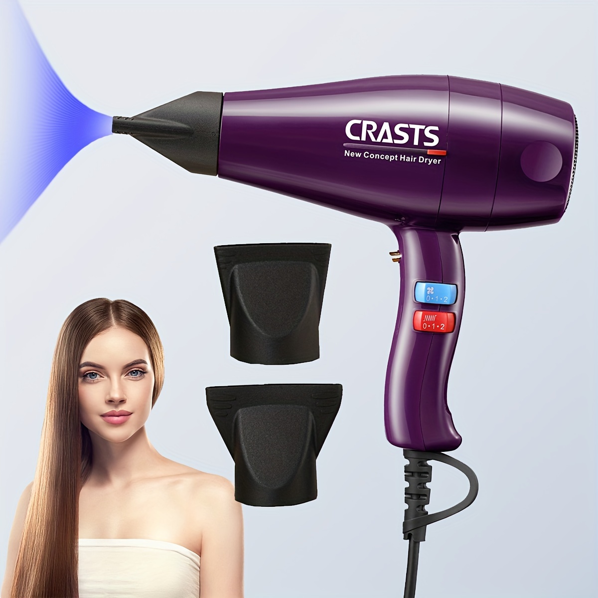 

Electric Hair Dryer With Nozzle, Strong Wind Hair Dryer, Quick Drying High Power Hair Care Dryer