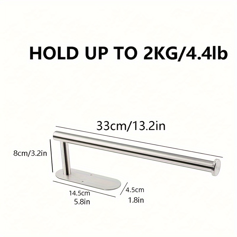 Paper Towel Holders Wall Mount Under Cabinet 13.2In Self Adhesive Drilling  SUS304 Stainless Steel Vertically Horizontally for Kitchen Bathroom Door