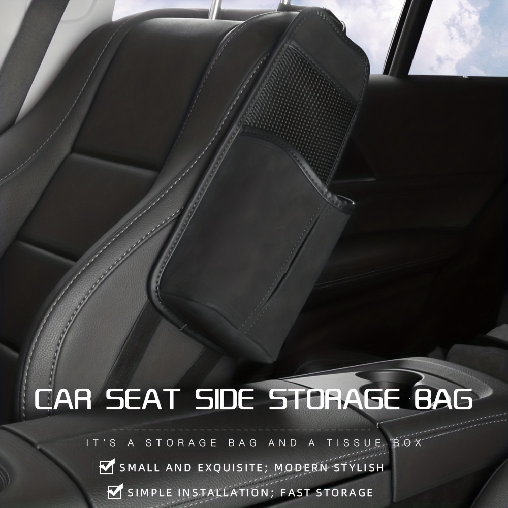 Car Seat Back Storage Bag Hanging Bag Premium Nappa - Temu