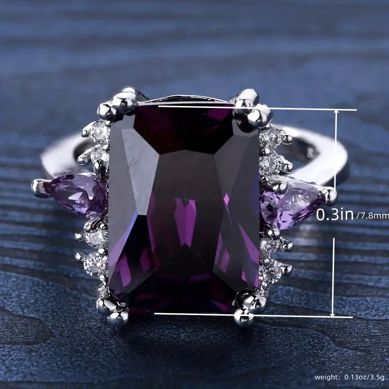 12ct amethyst wedding ring zircon decor ring wedding party fashion accessories for women details 4