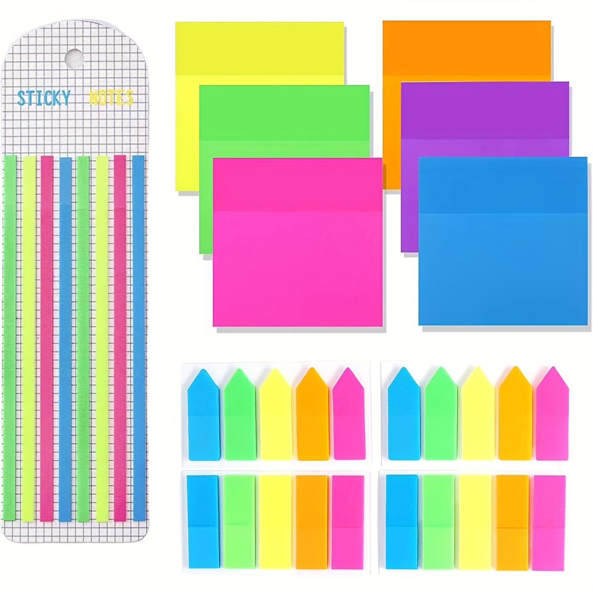 960Pcs Transparent Sticky Note Pads Set,Clear Sticky Notes Long Page  Markers Sticky Index Tabs, Arrow Flag Tabs Colored Sticky Notes for Page  Marker