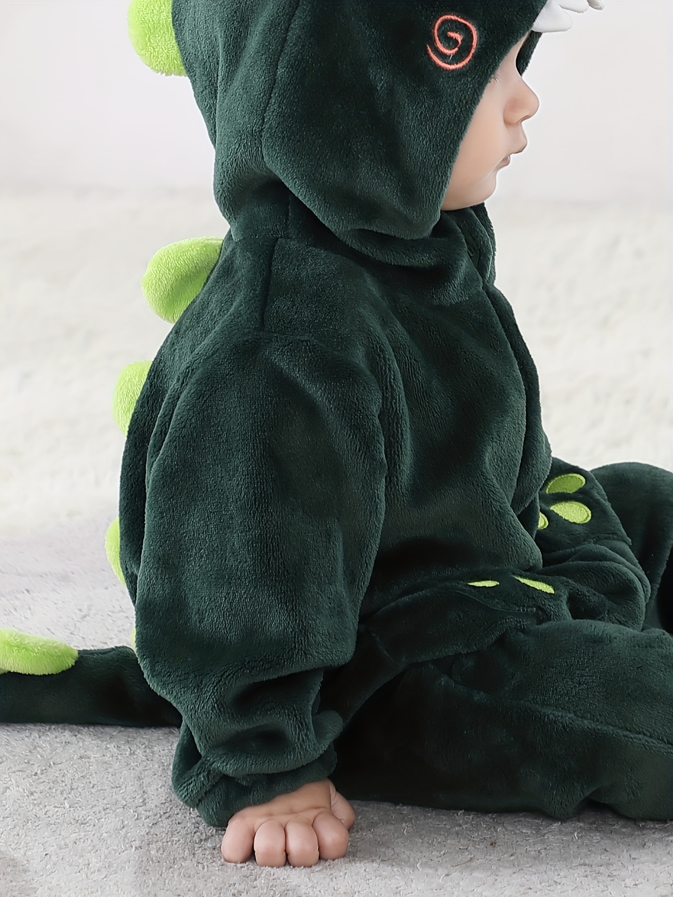 Little Baby Cute Cartoon Dinosaur Long Sleeve Hooded Romper - Temu