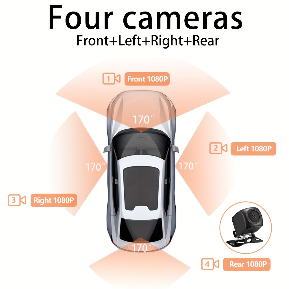 4 Cameras 4 Channel 360 Degree Car Dvr Dash Cam Wifi Fhd - Automotive - Temu