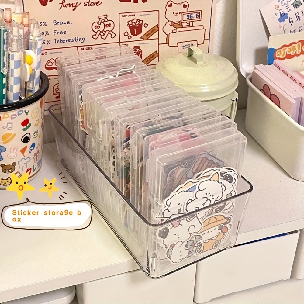 Plastic Stickers Storage Box Transparent Dustproof Organizer - Temu