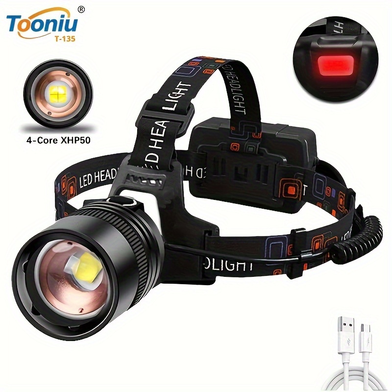 

Rechargeable Led Headlamp, Xhp70.2 & Xhp50.2 Leds, Zoom, Usb Charging Flashlight - Perfect For Fishing & Outdoor Activities!
